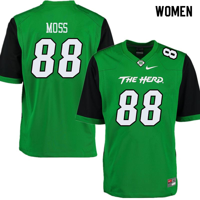 Women #88 Randy Moss Marshall Thundering Herd College Football Jerseys Sale-Green - Click Image to Close